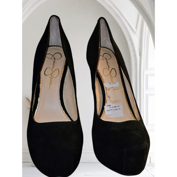 Jessica Simpson Rebeca 5.5" High Heels Sz 8 Women's Platform Pump Black Suede - Picture 10 of 16